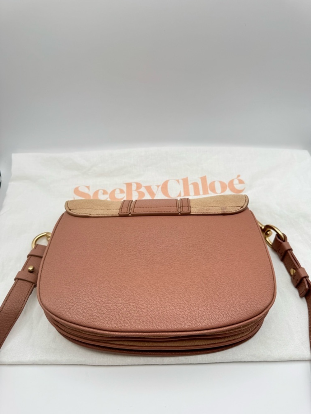 See By Chloé Hana Crossbody Bag Blush Pink Leather Suede Ring Hardware Dust Bag - Picture 7 of 10